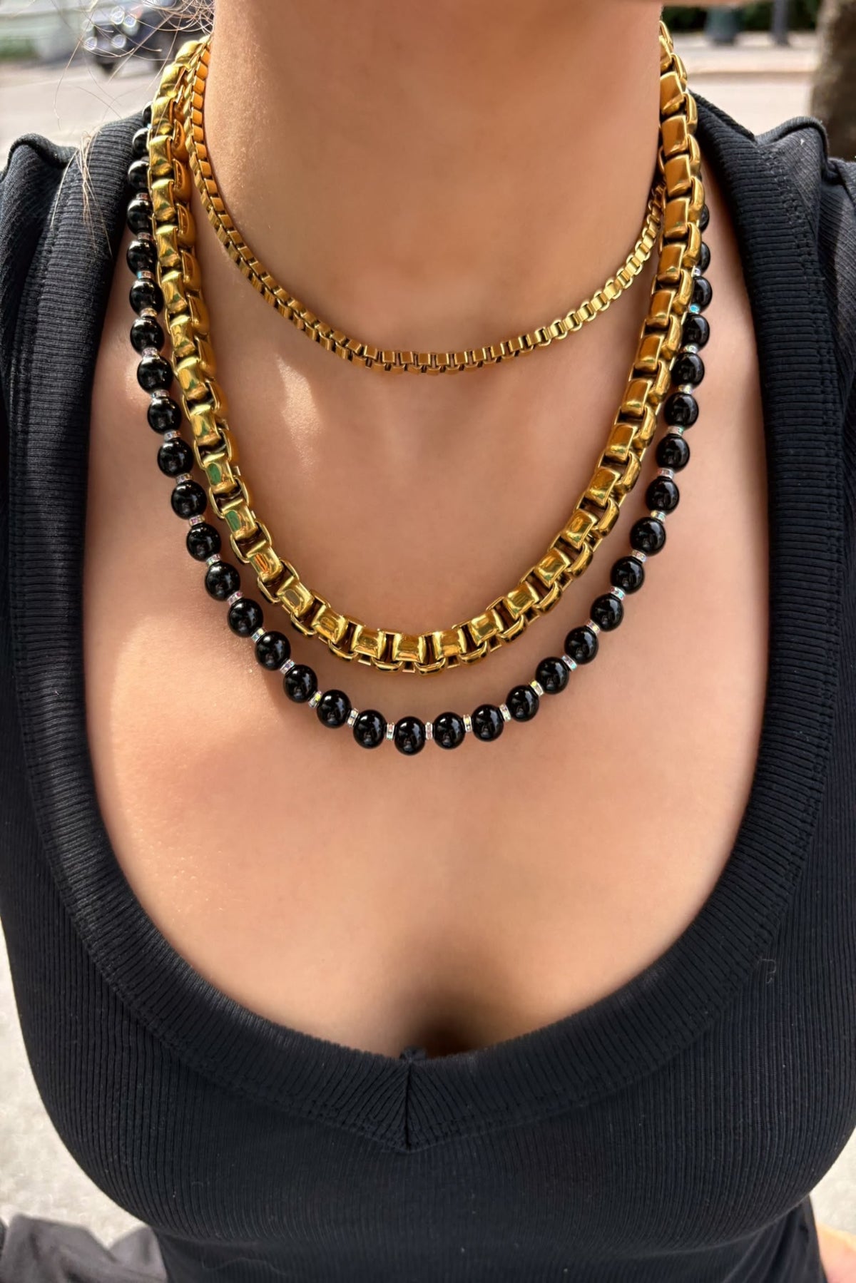 Big Box Chain Necklace Gold