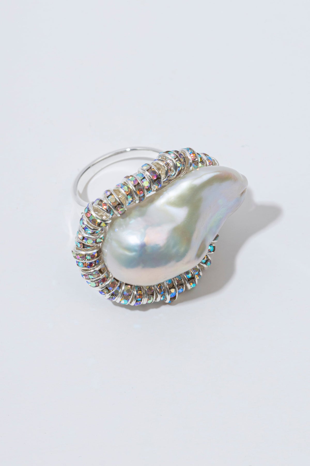 Baroque Diamond Ring Silver