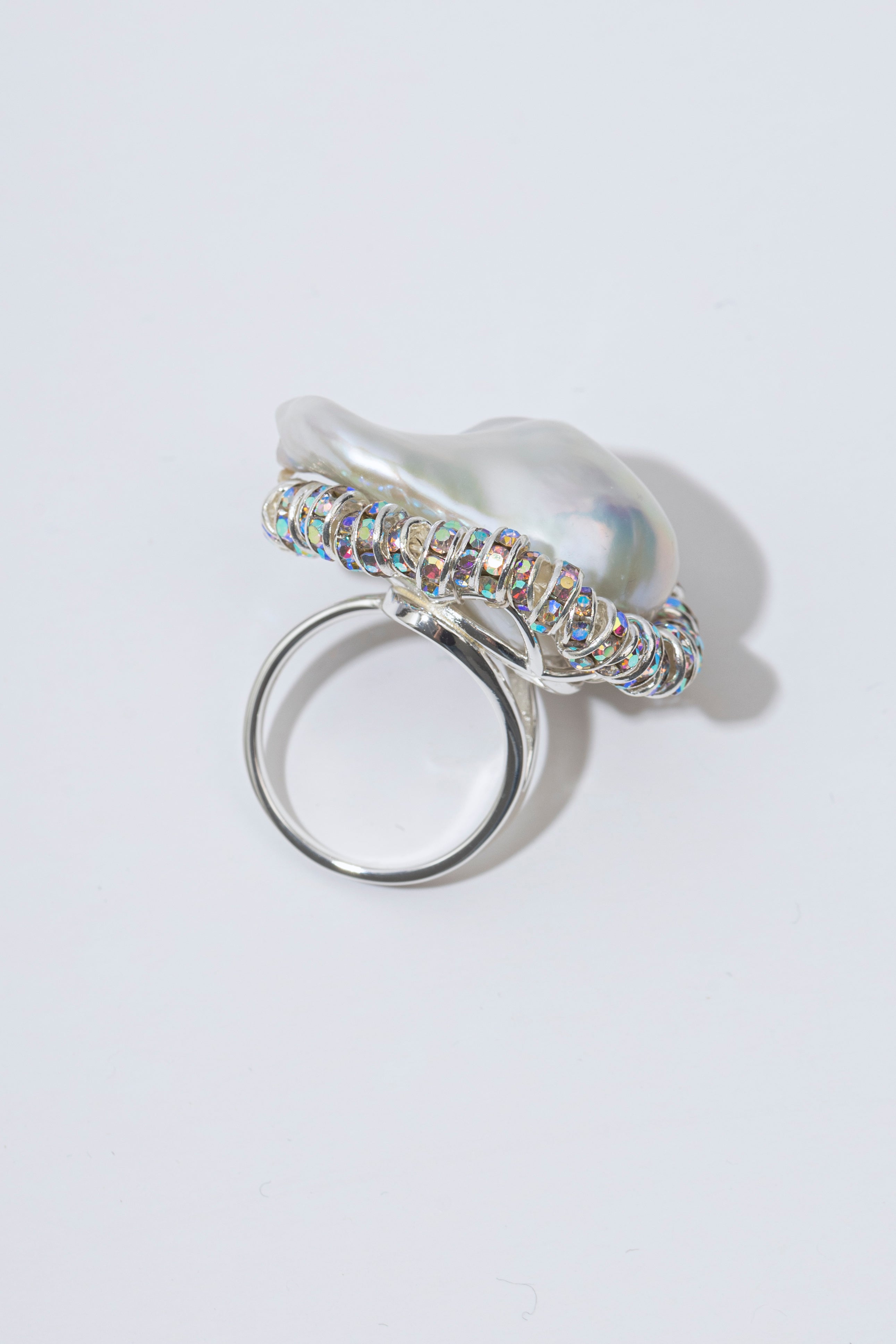 Baroque Diamond Ring Silver