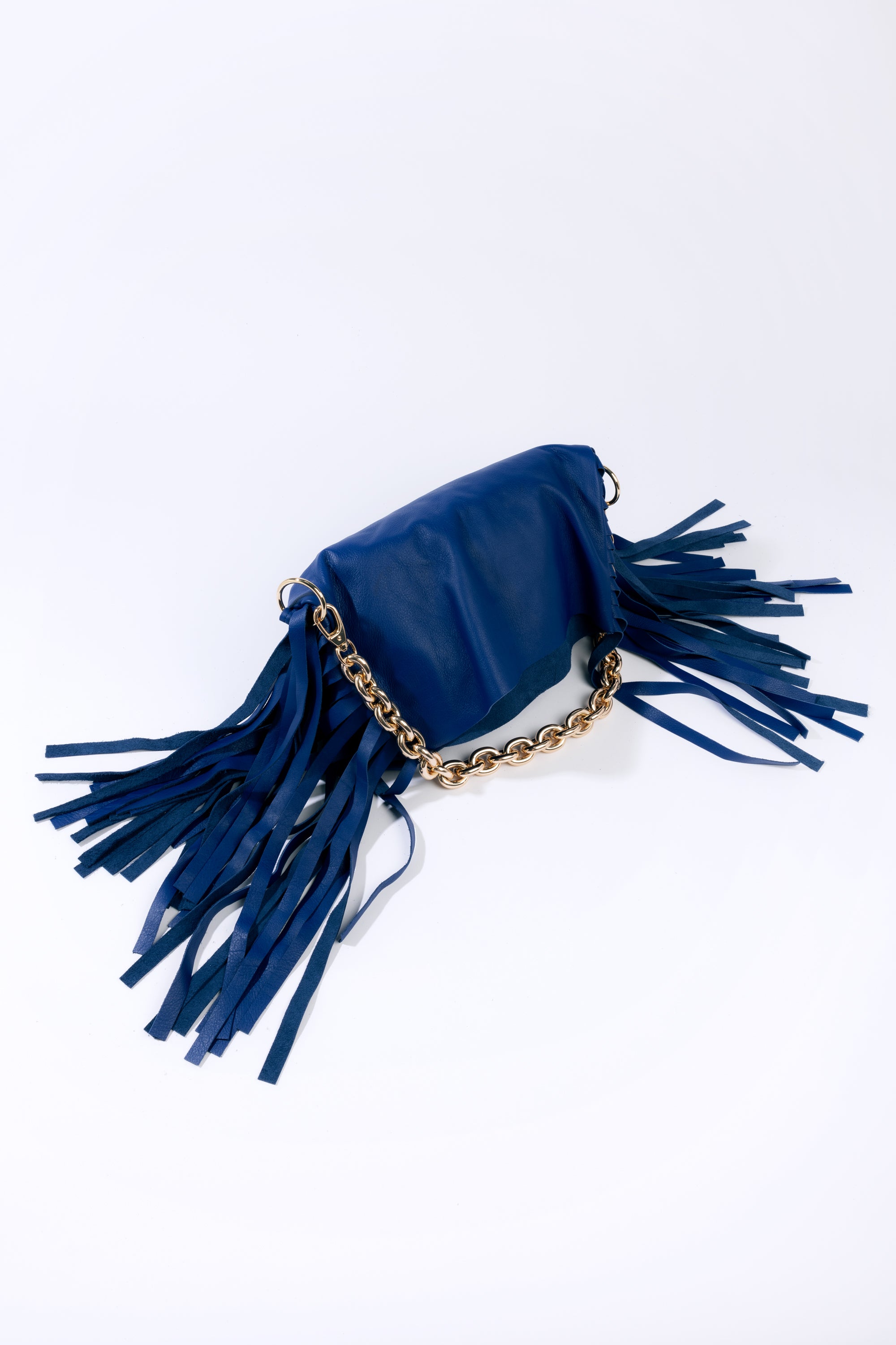 Dawn Leather Fringe Bag Klein Blue