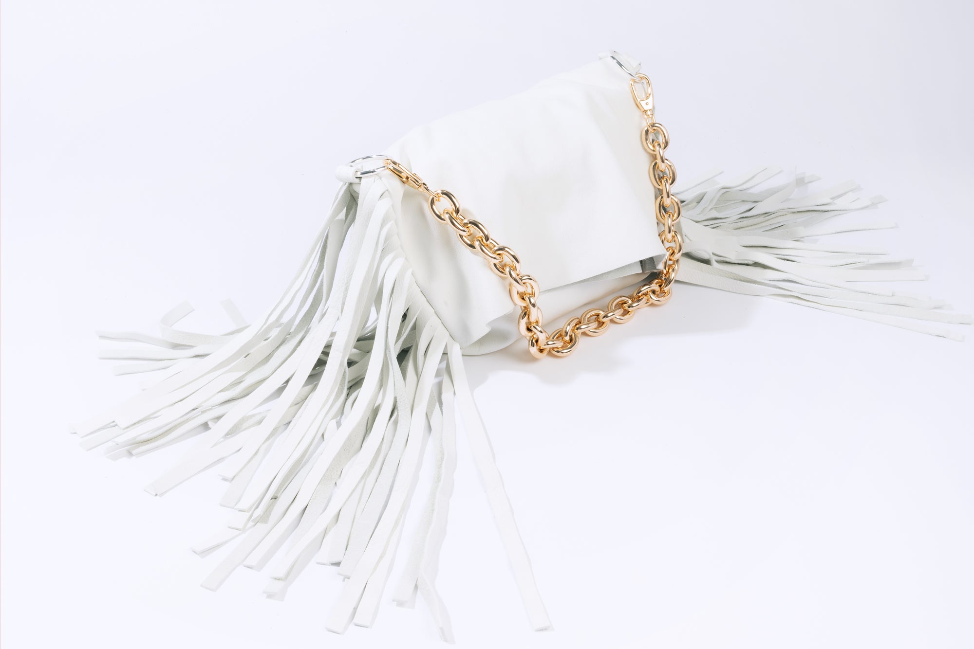 Dawn Leather Fringe Bag Cream