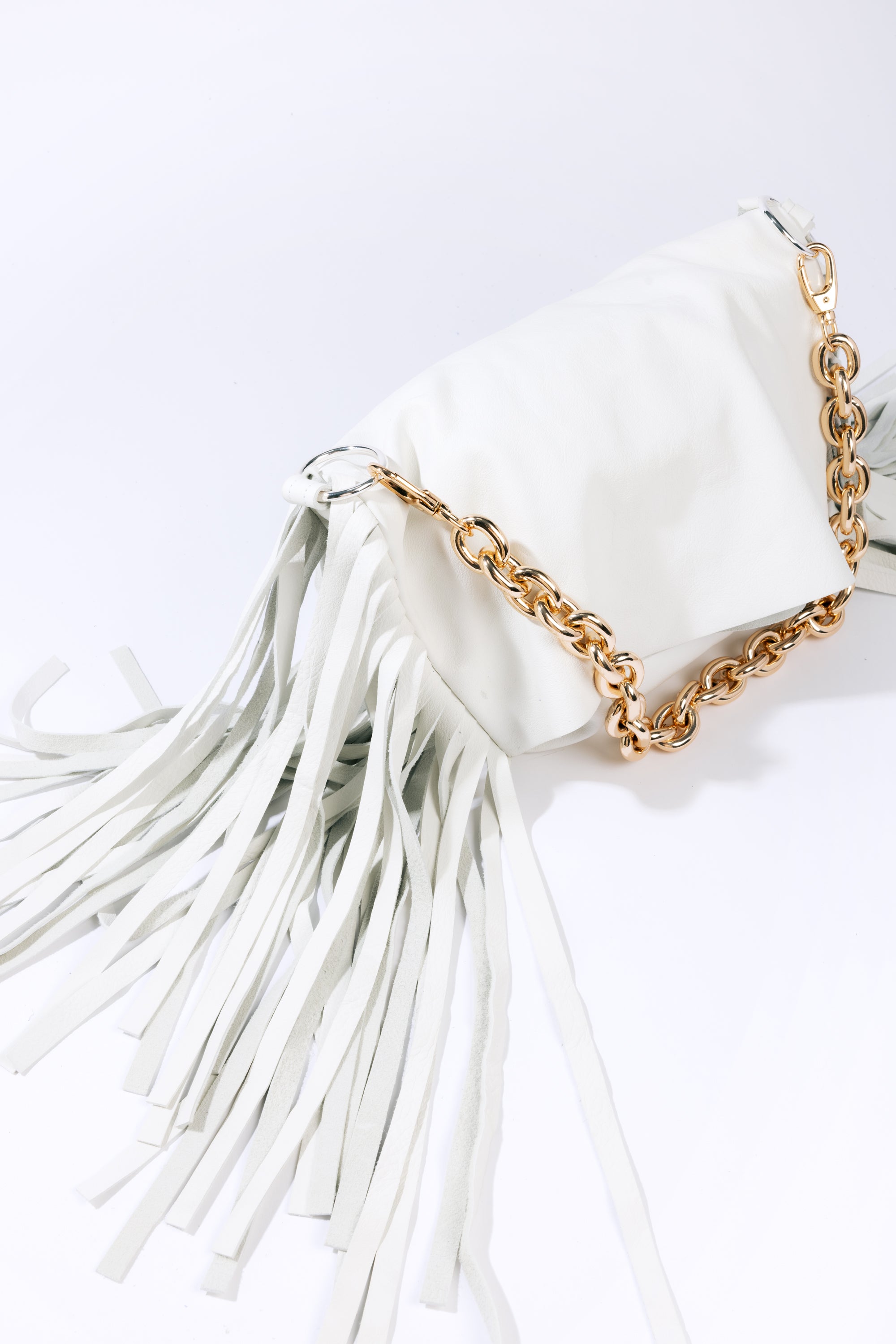 Dawn Leather Fringe Bag Cream
