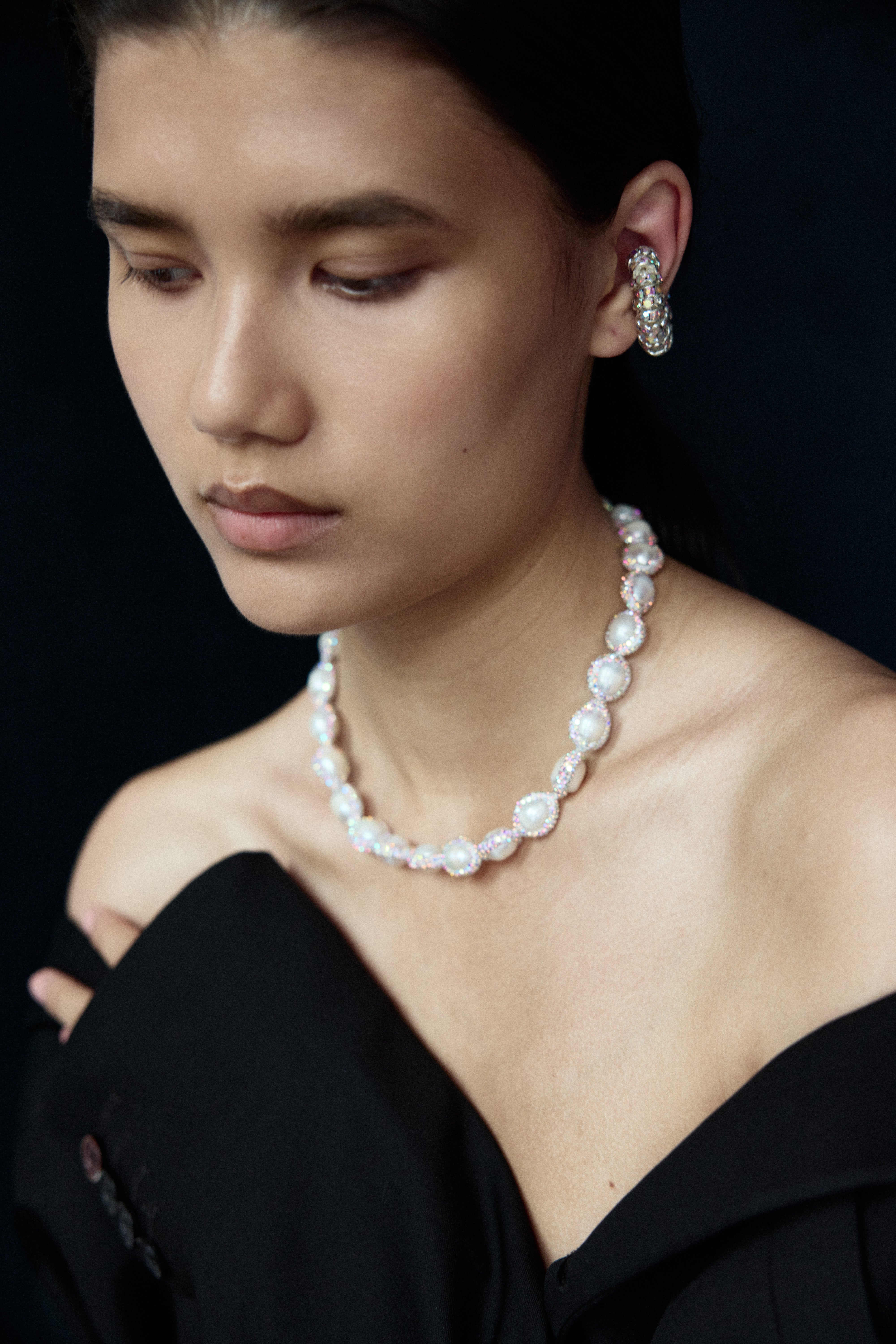 Chunky Diamond Ear Cuff Silver