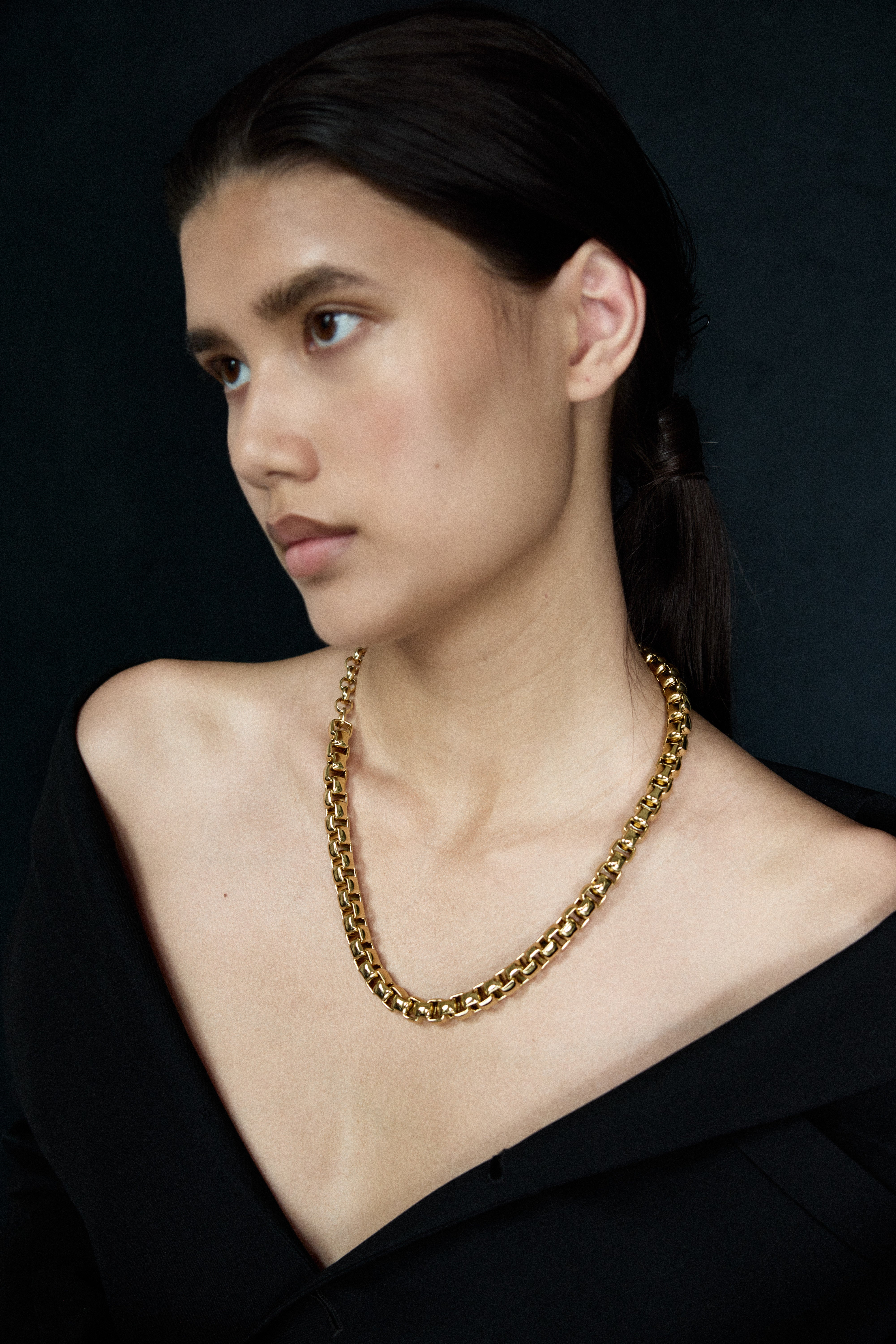 Big Box Chain Necklace Gold