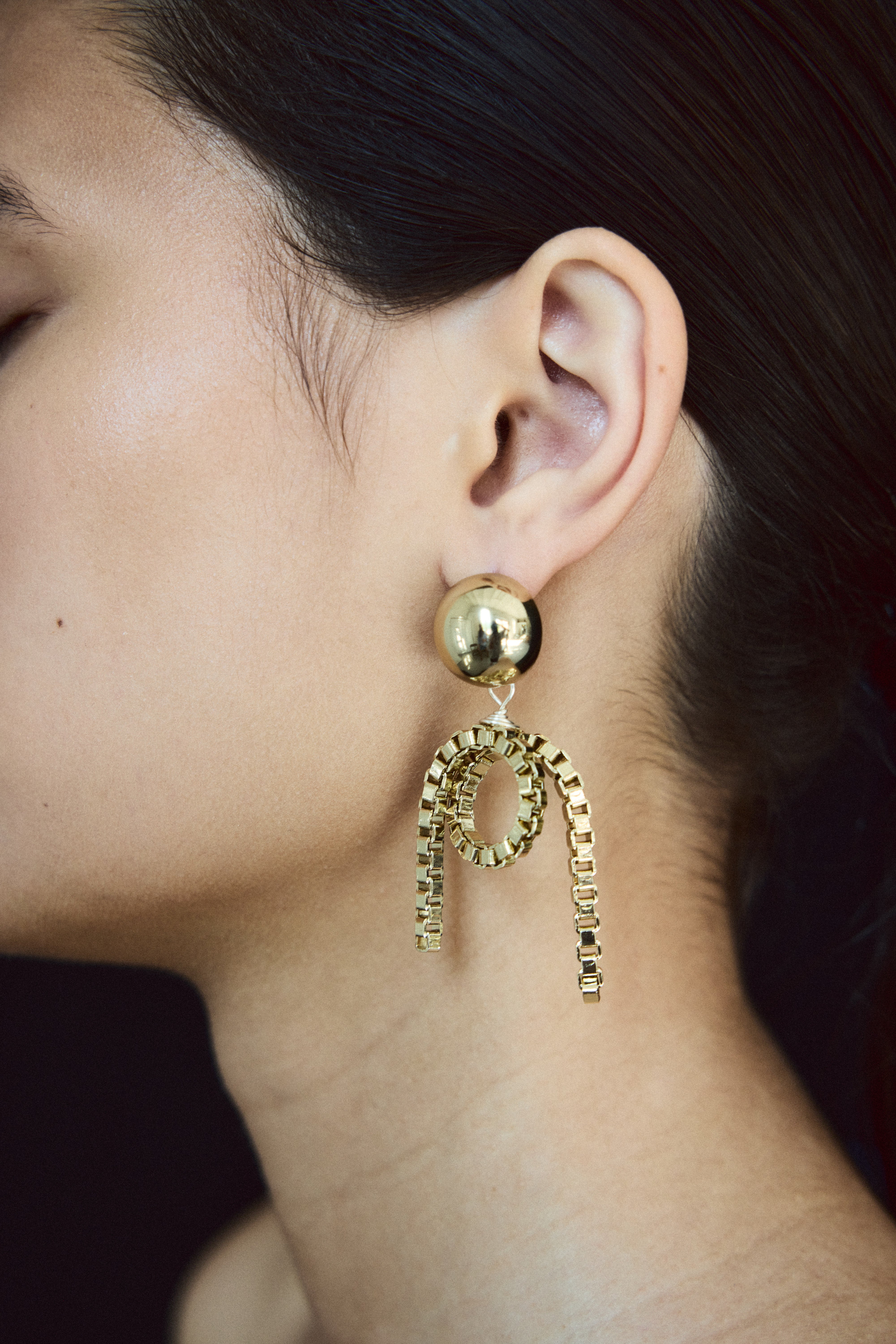 Chain Loop Earrings Gold