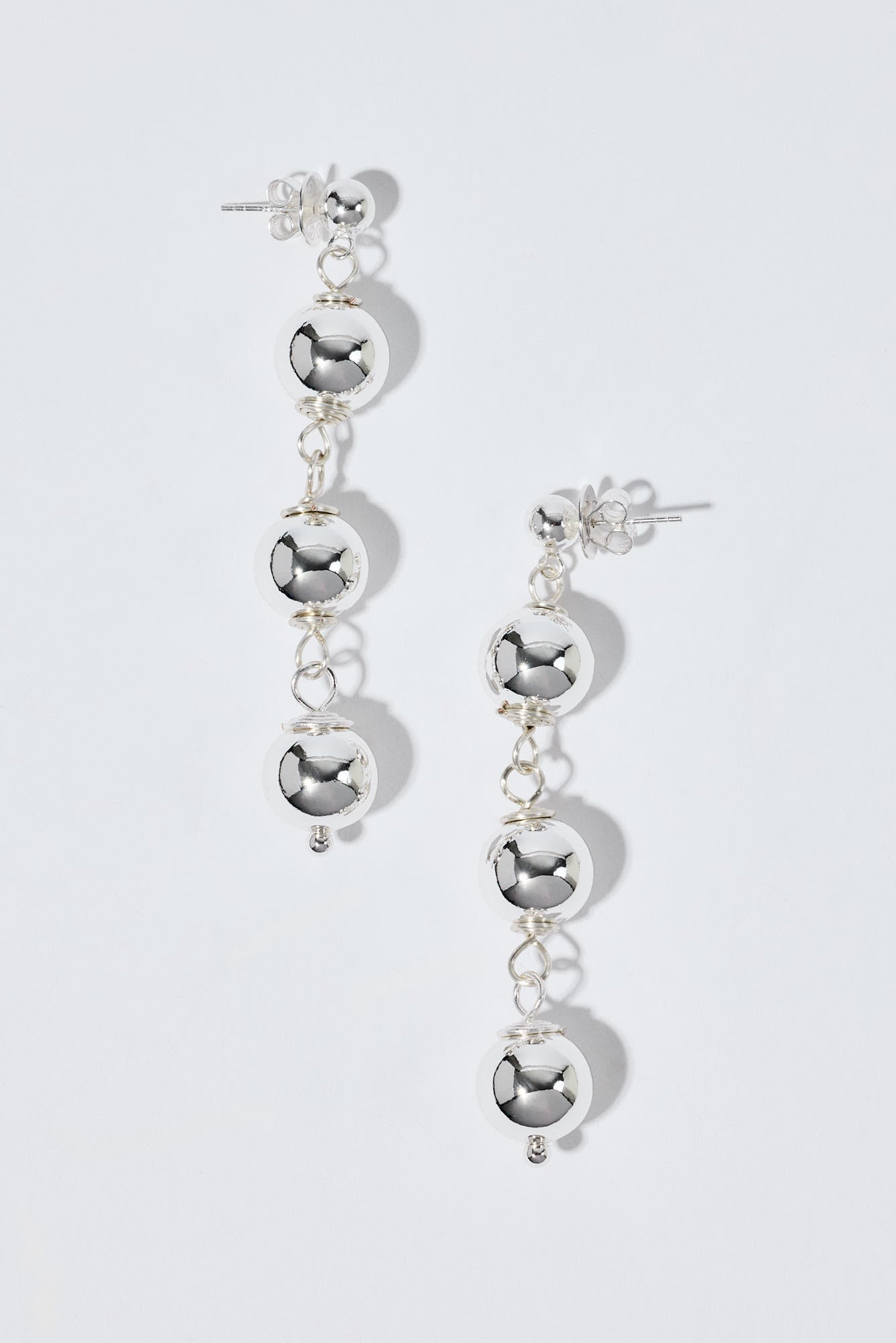 Tiny Trio Sphere Earrings Silver
