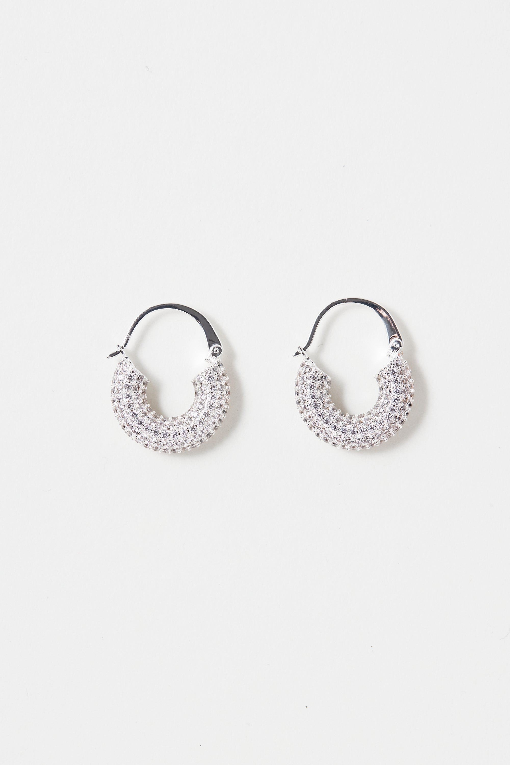 Small Diamond Hoops Silver
