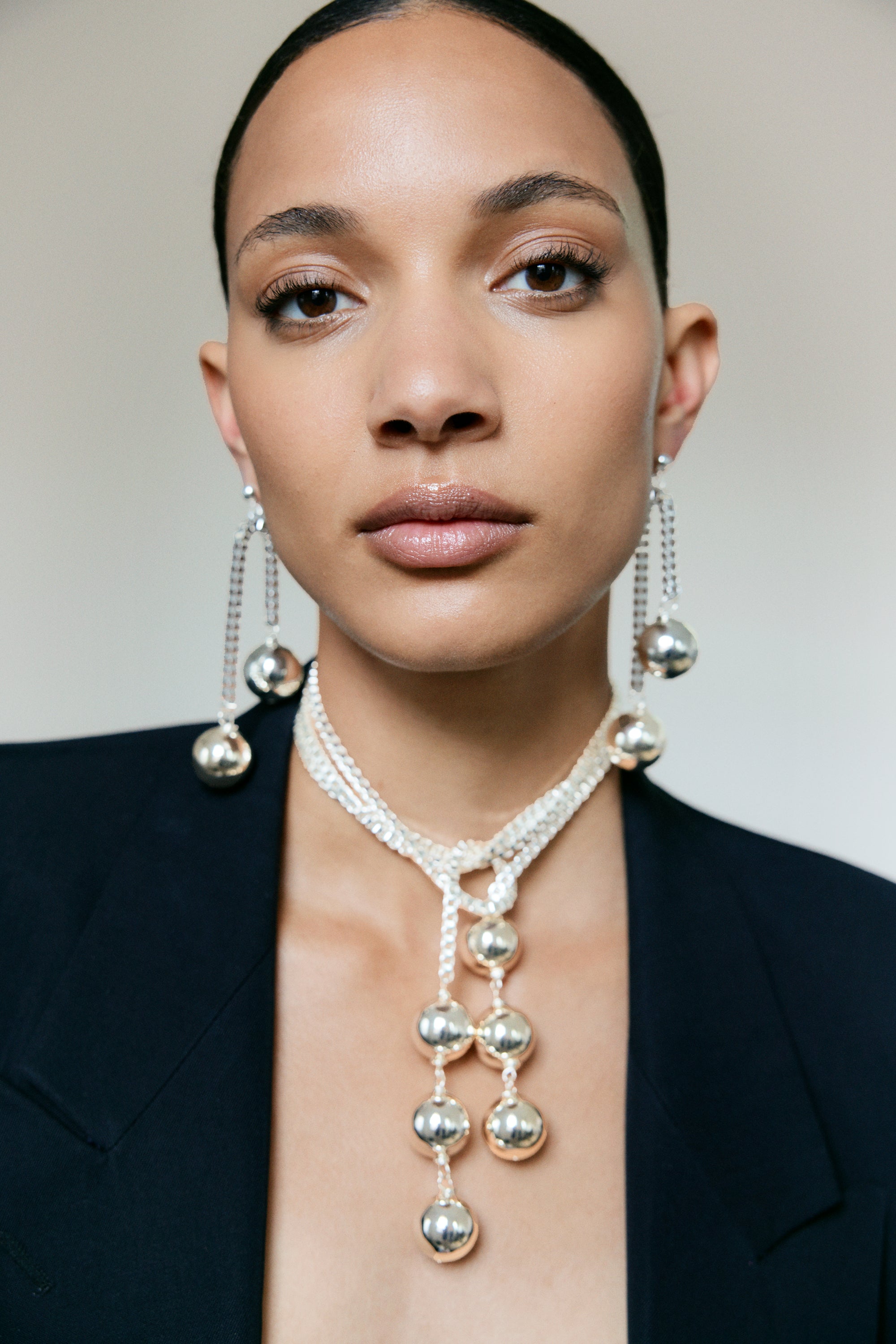 Chained Sphere Earrings Gold