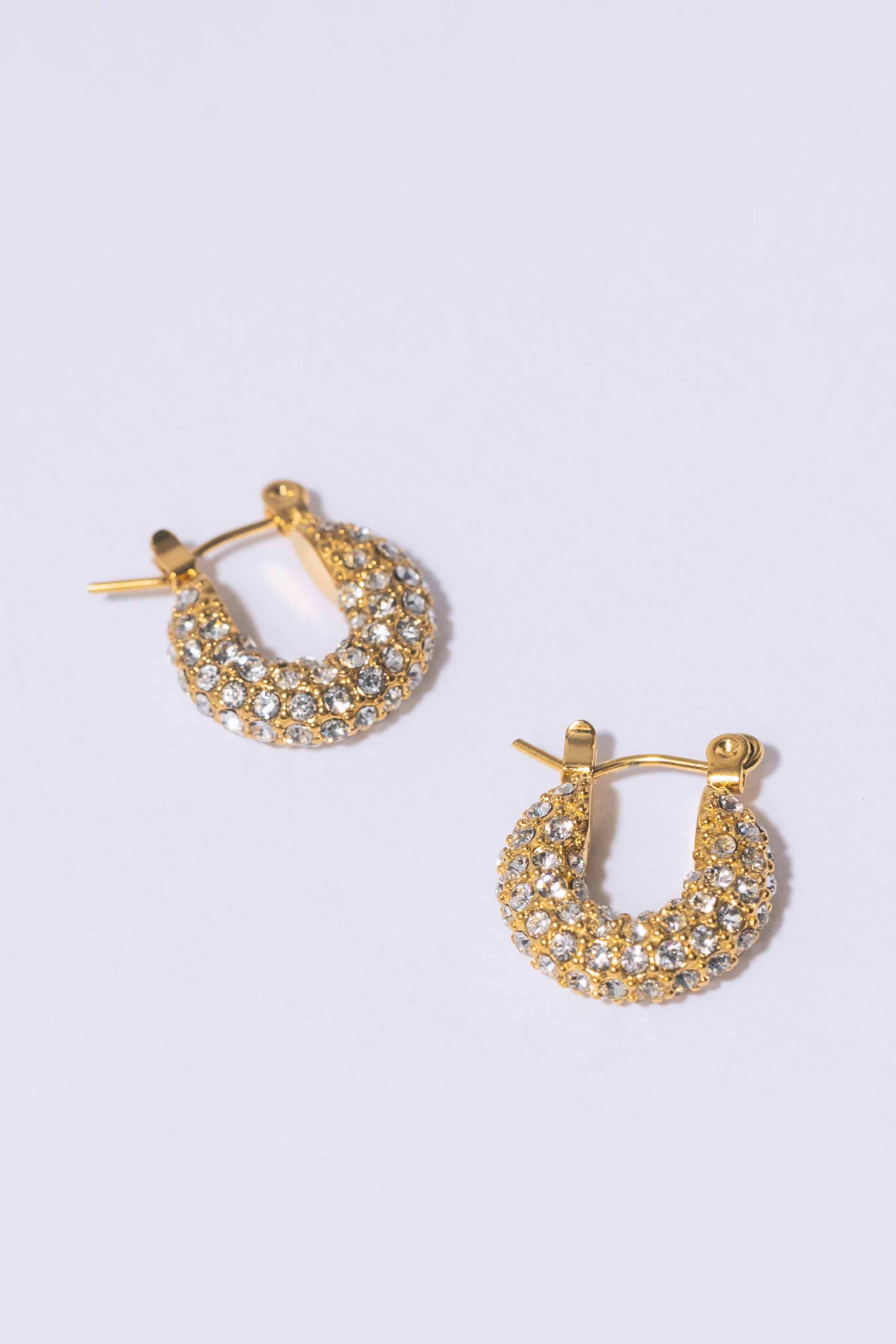 Tiny Diamond Hoops Gold