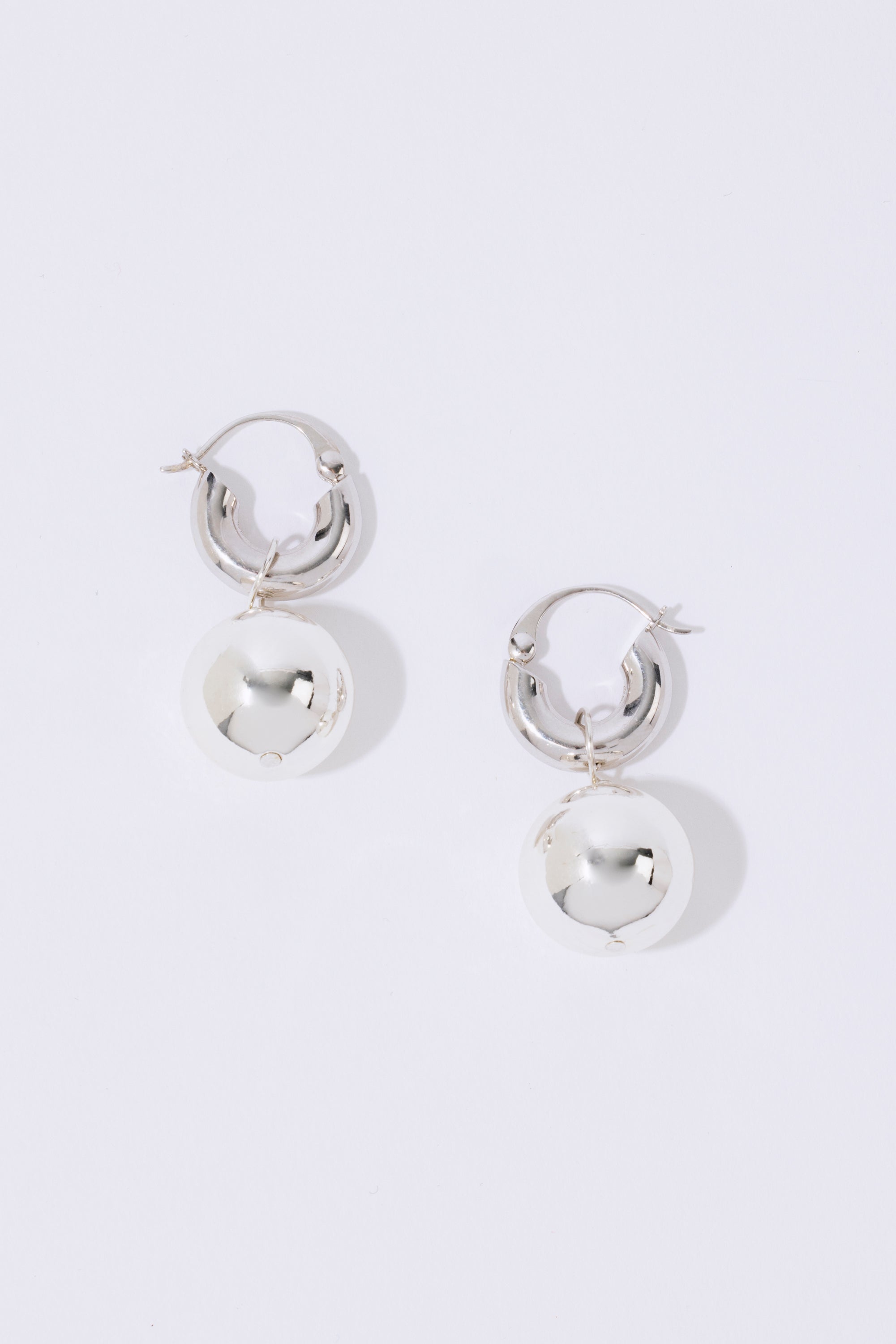 Silver Sphere Hoops