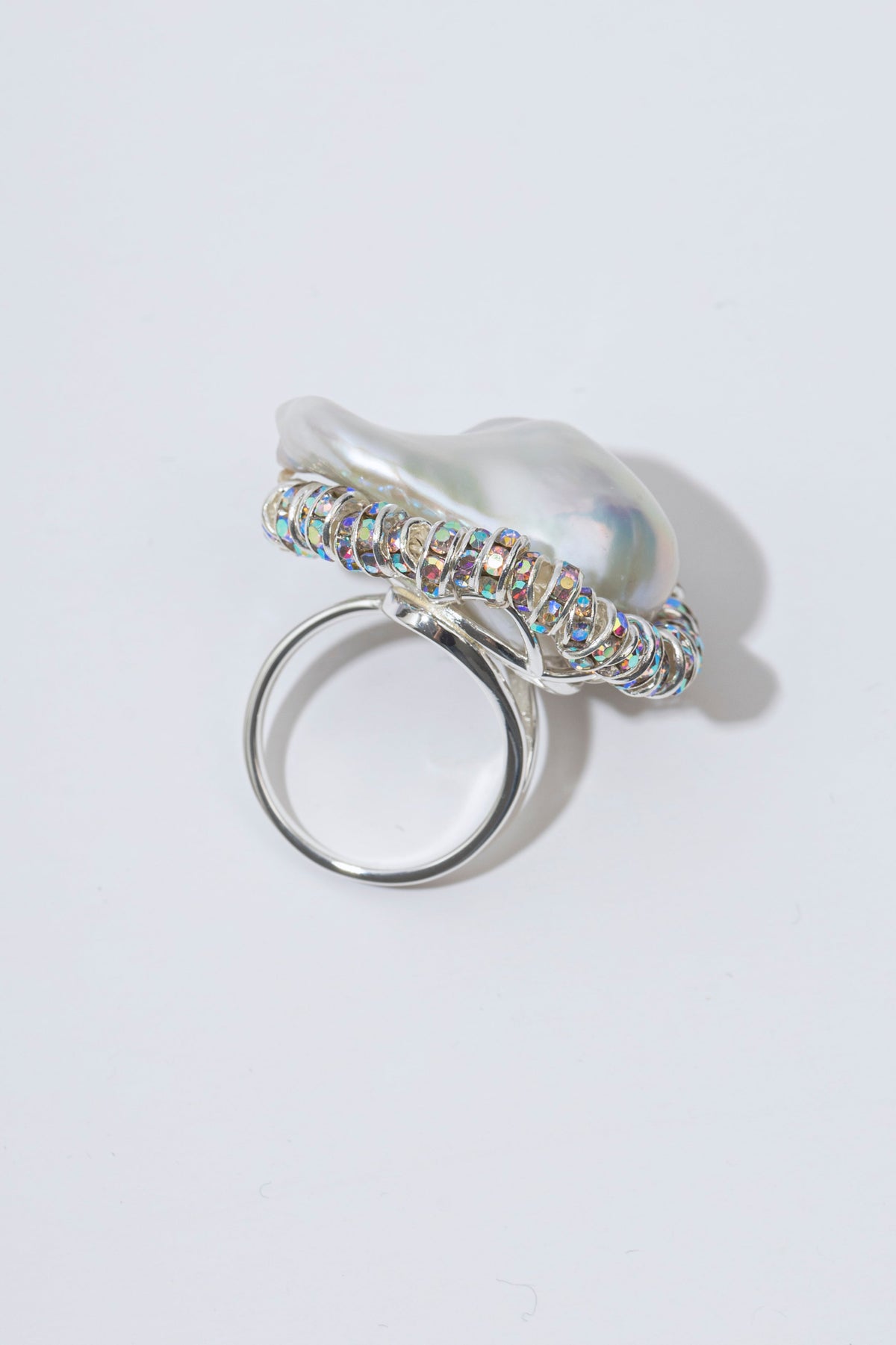 Baroque Diamond Ring Silver