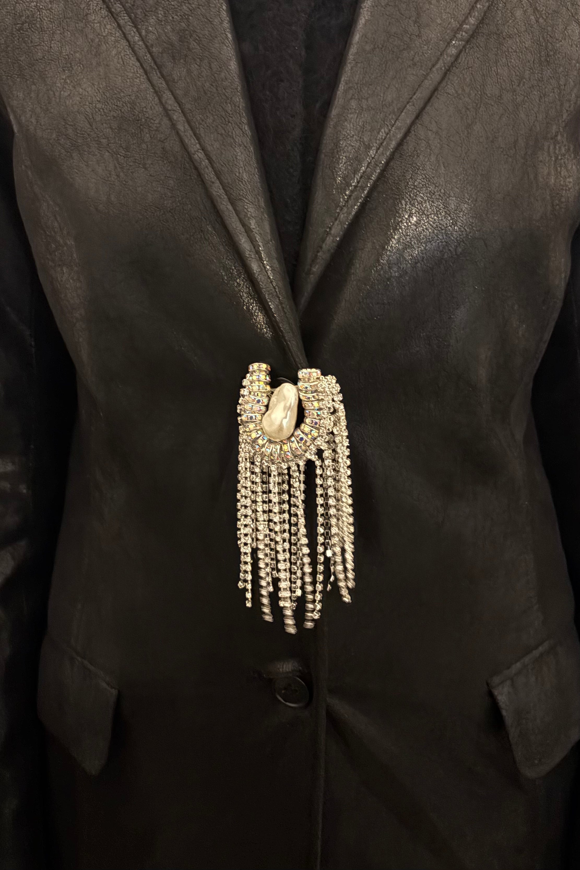 Octopus Fringe Brooch Silver