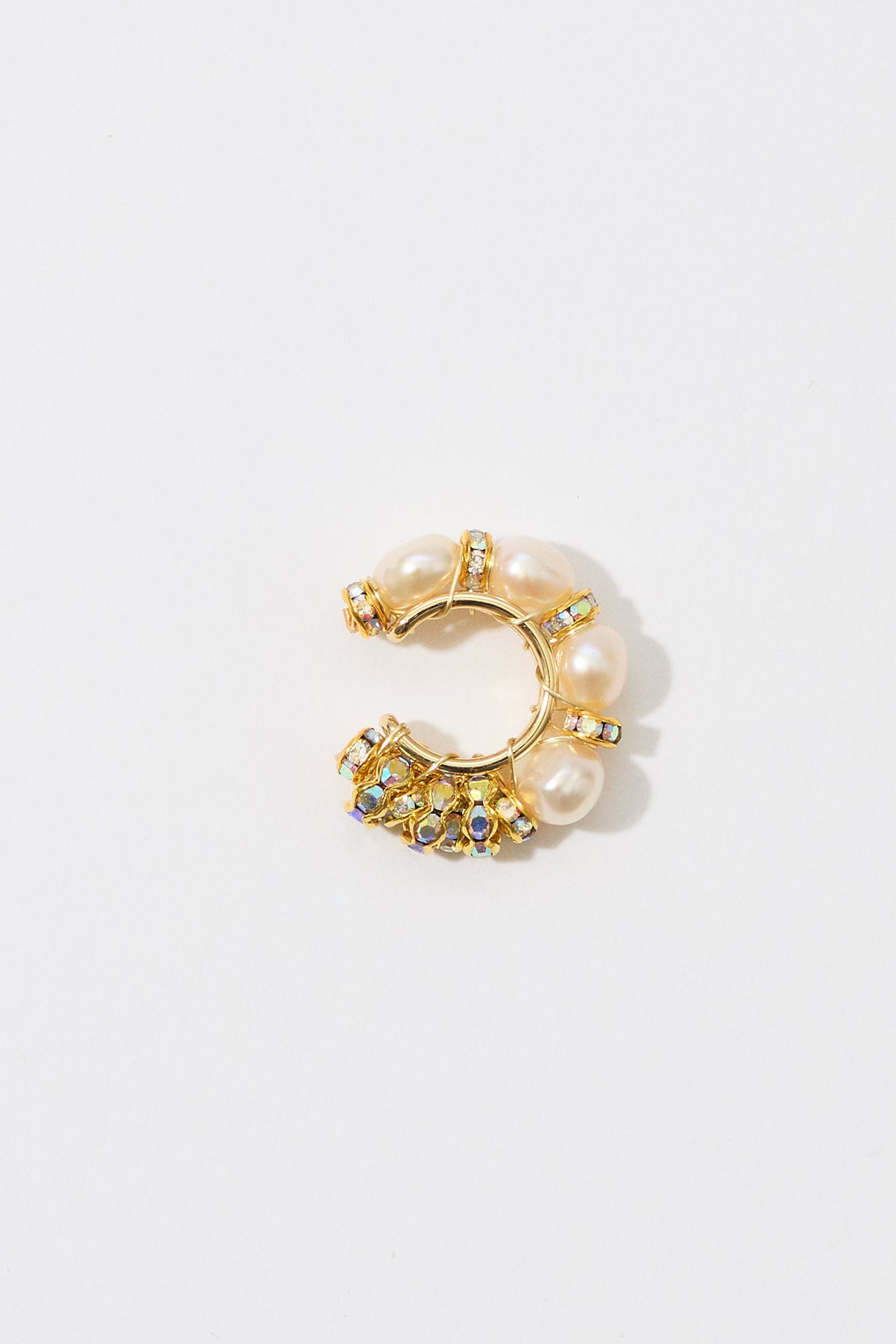 Pearl Diamond Ear Cuff Gold