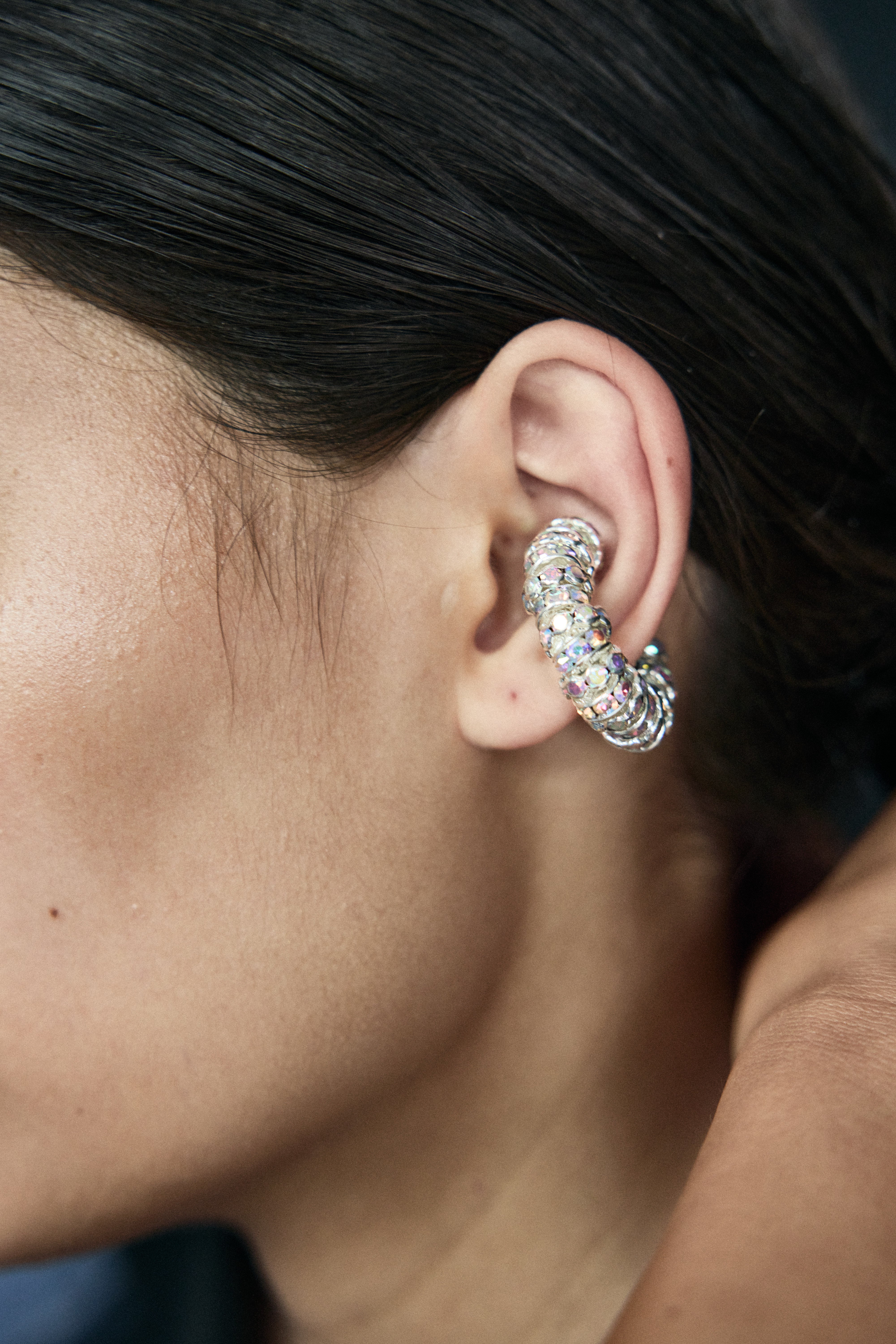 Chunky Diamond Ear Cuff Silver