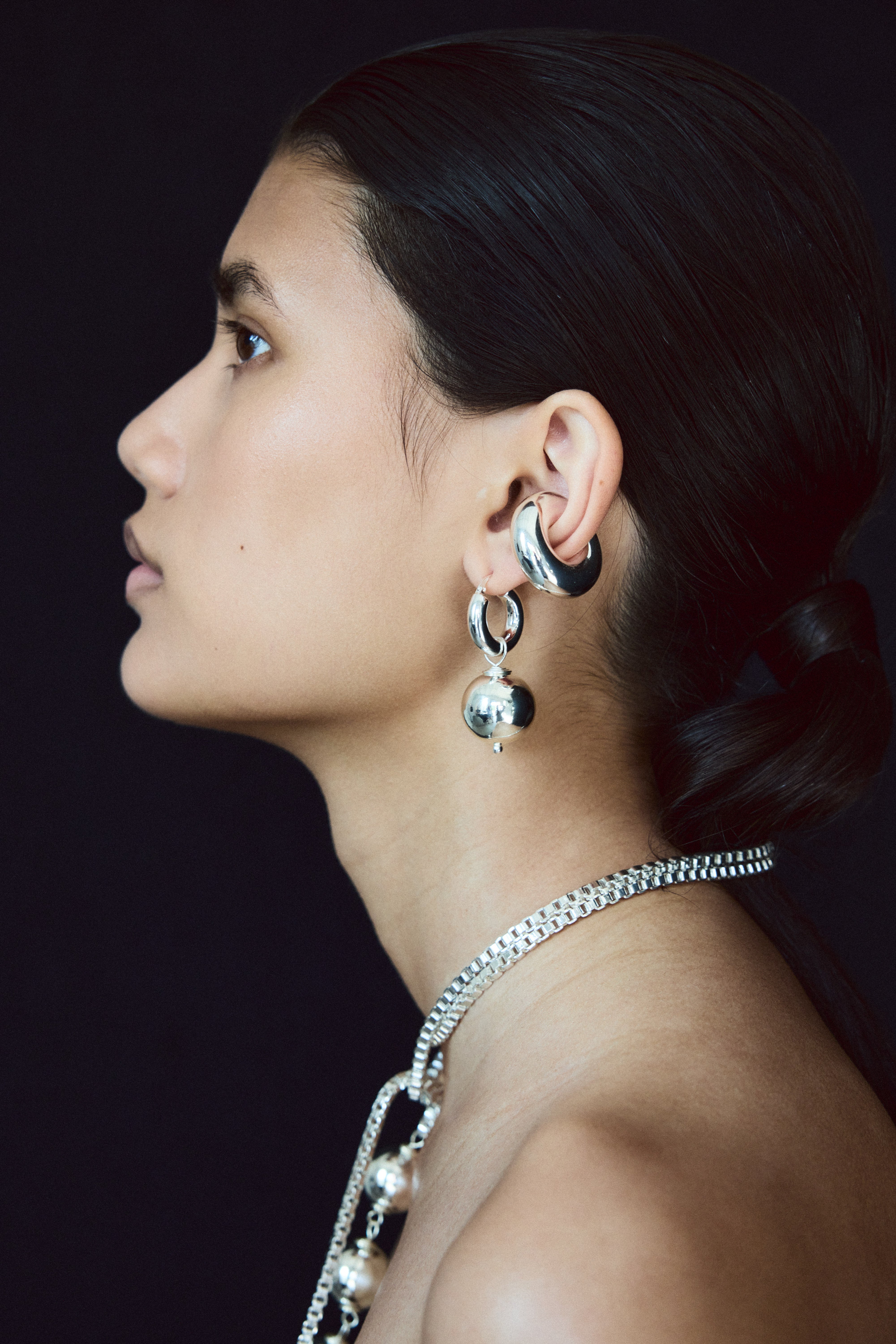 Sphere Hoops Silver