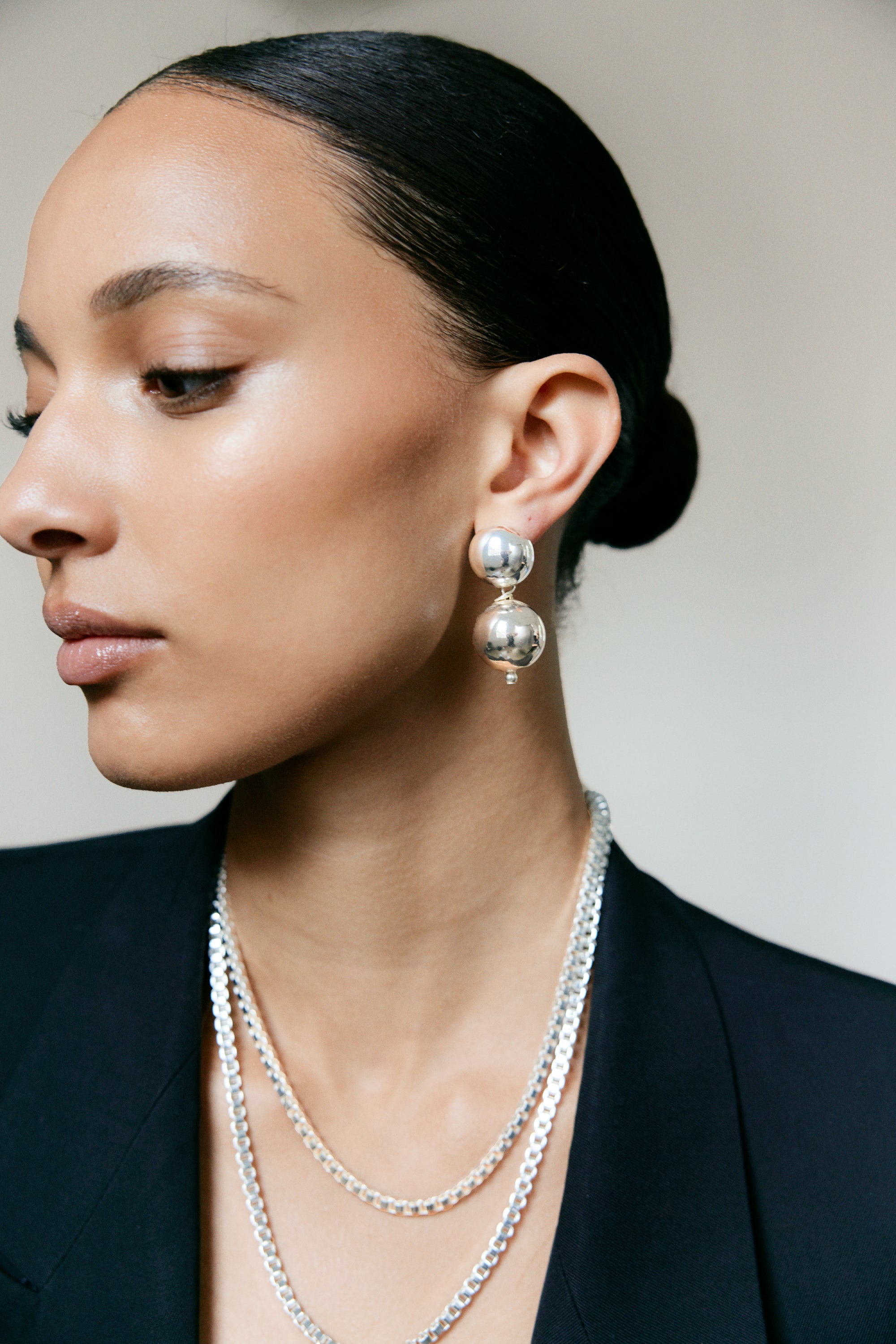 Silver Sphere Studs