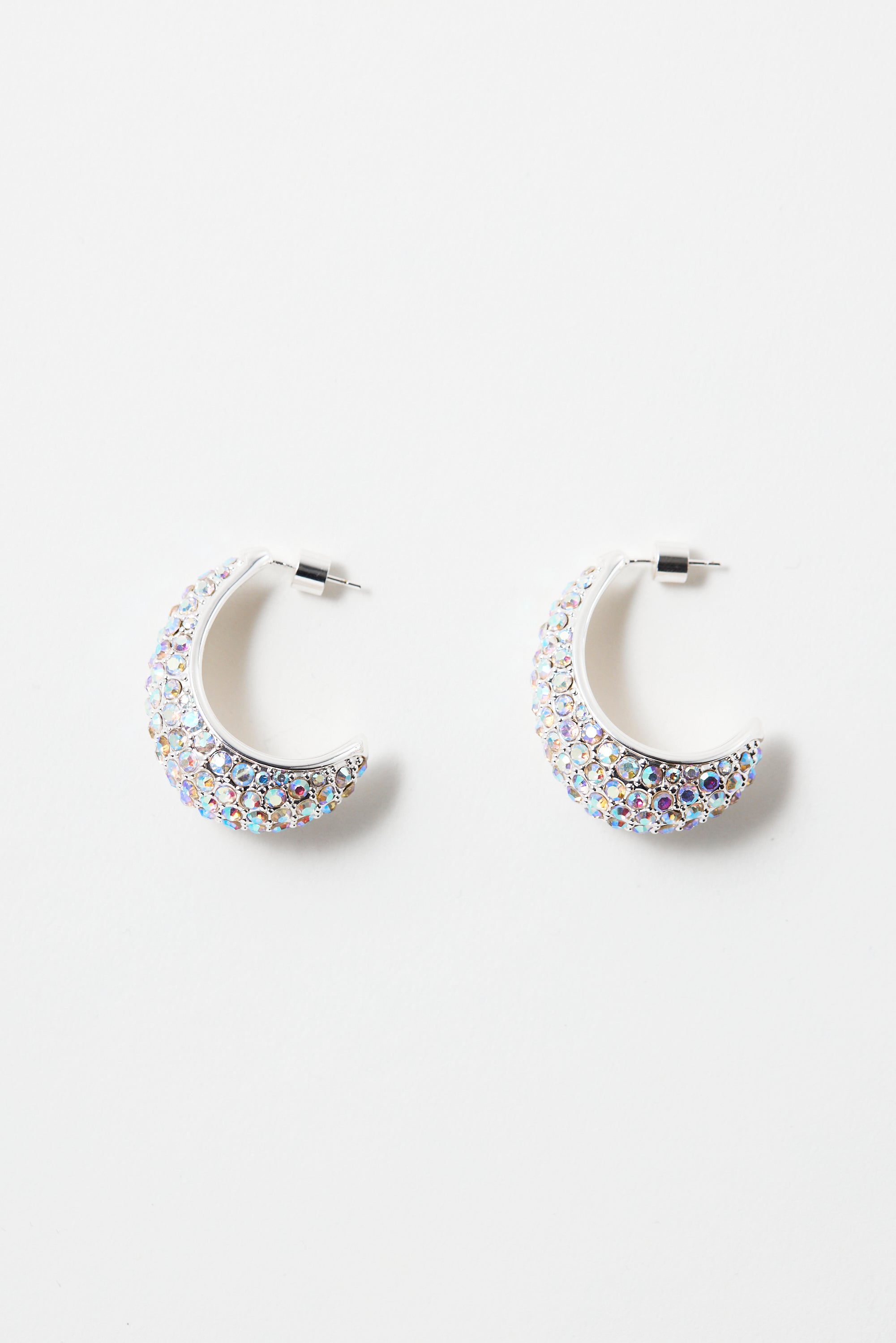 Small Crescent Hoops Silver
