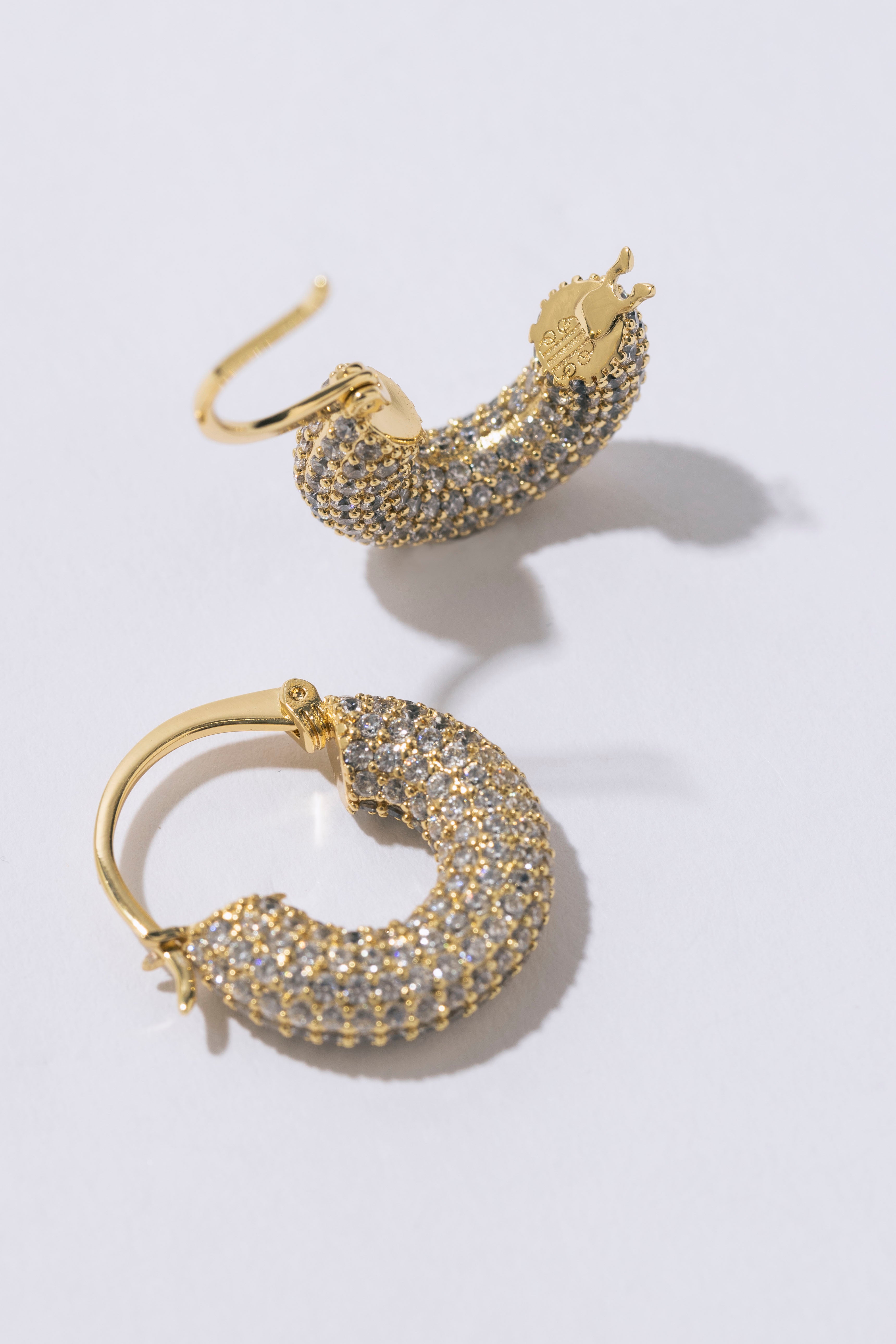 Small Diamond Hoops Gold