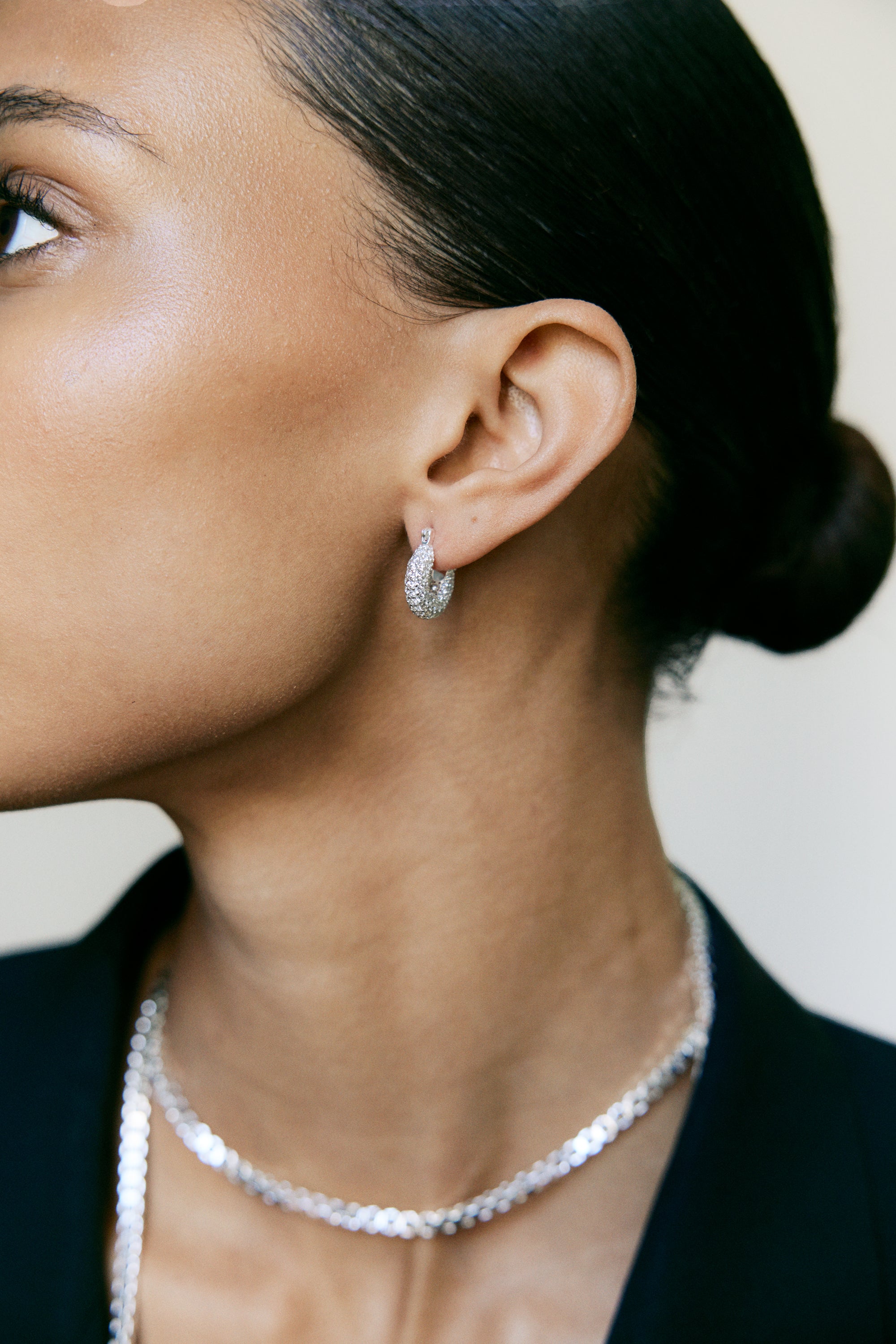Tiny Diamond Hoops Gold