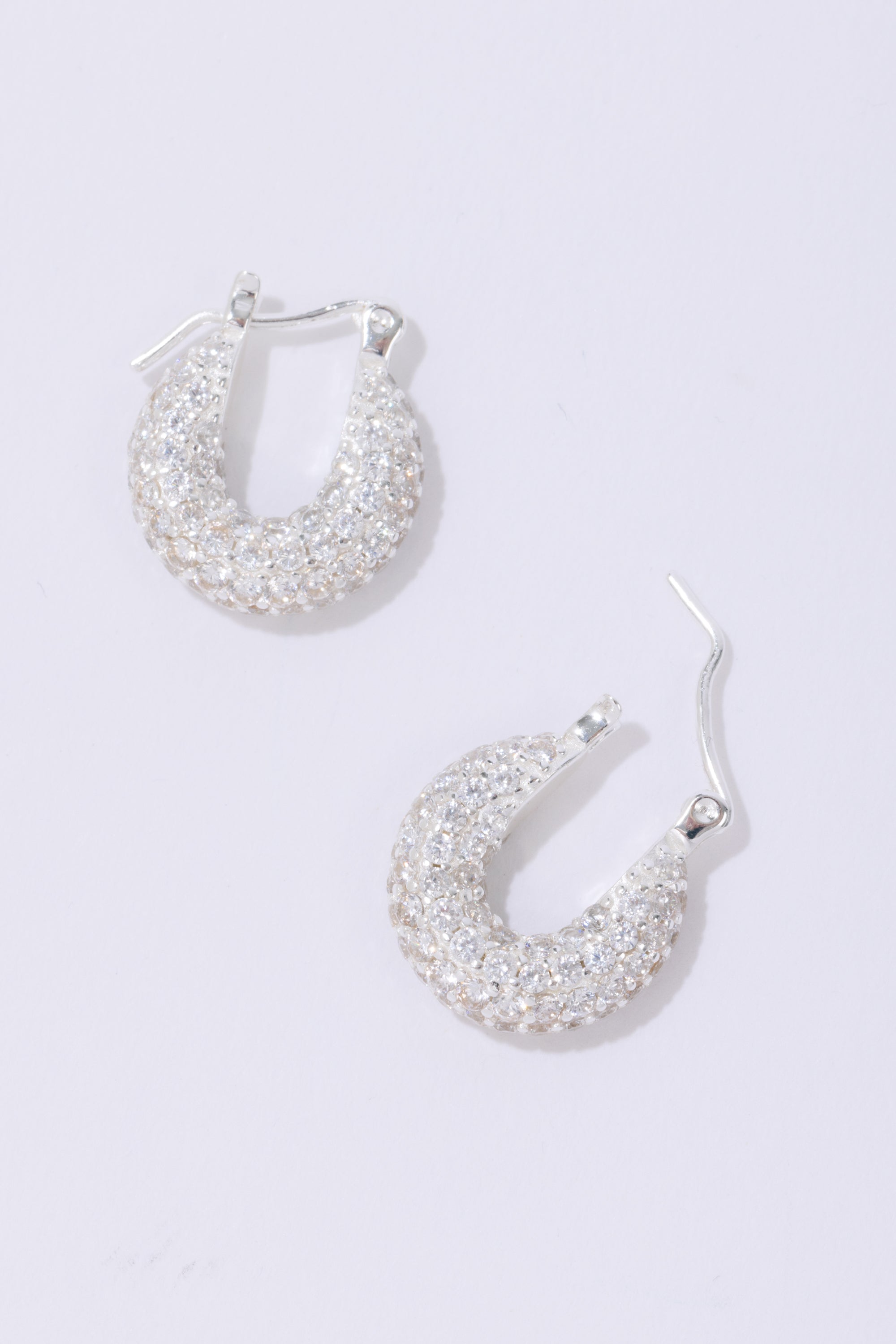Tiny Diamond Hoops Silver